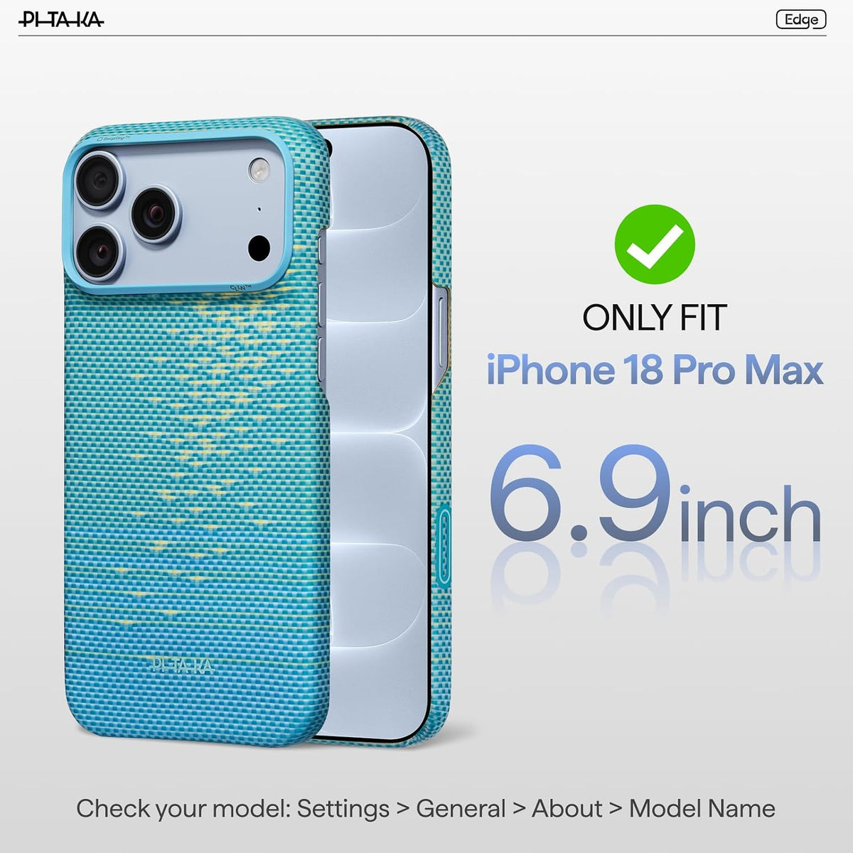 pitaka for iPhone 18 Pro Case 6.3" with Caseless Feeling, Abyss Blue