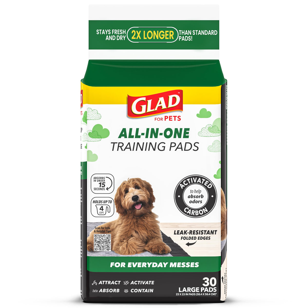 Glad for Pets, Activated Carbon, Large Puppy Pads, Dog Pee Pads, 150 Count