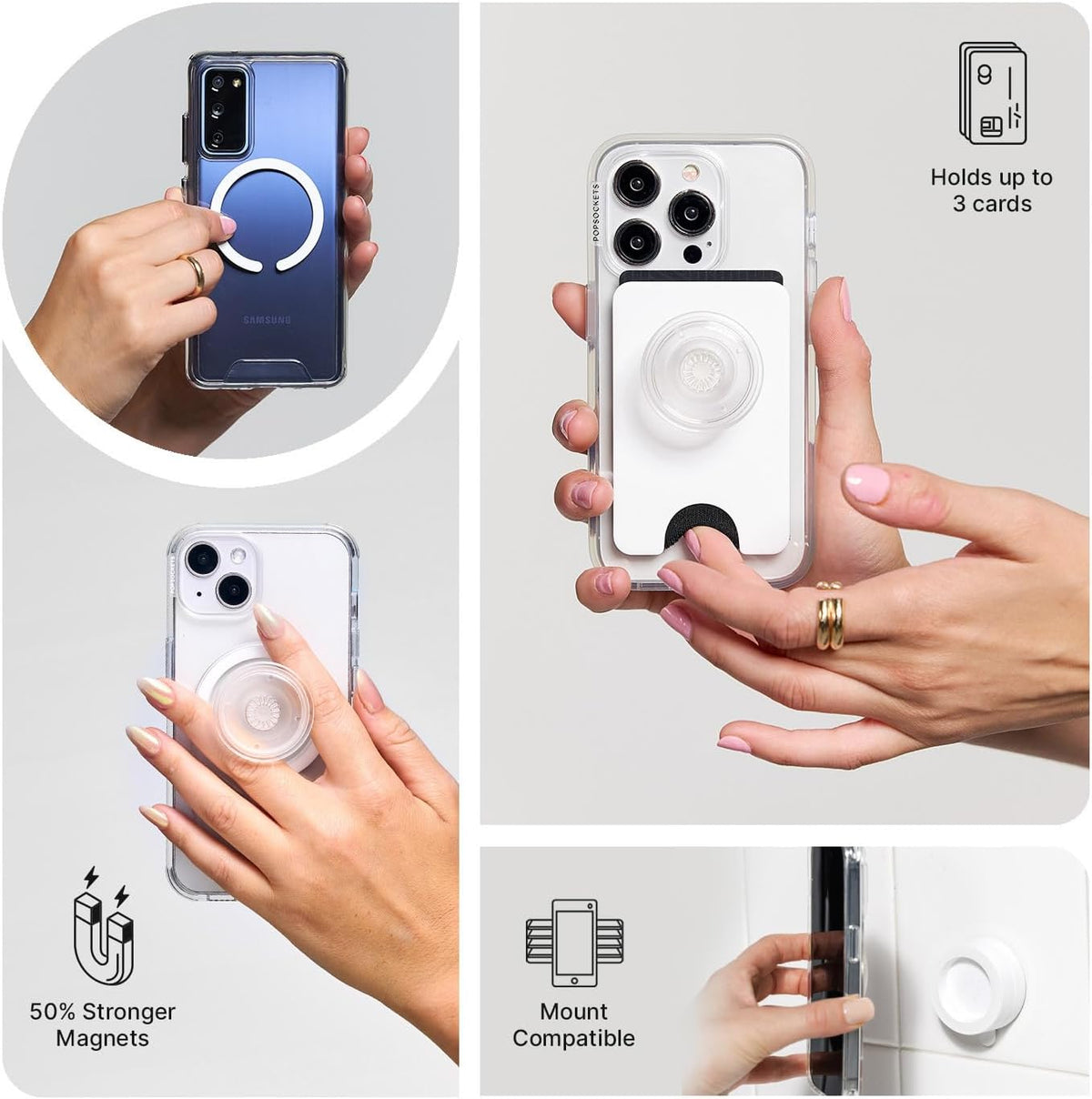 PopSockets Phone Grip for MagSafe, Magnetic Holder- Purple Fields