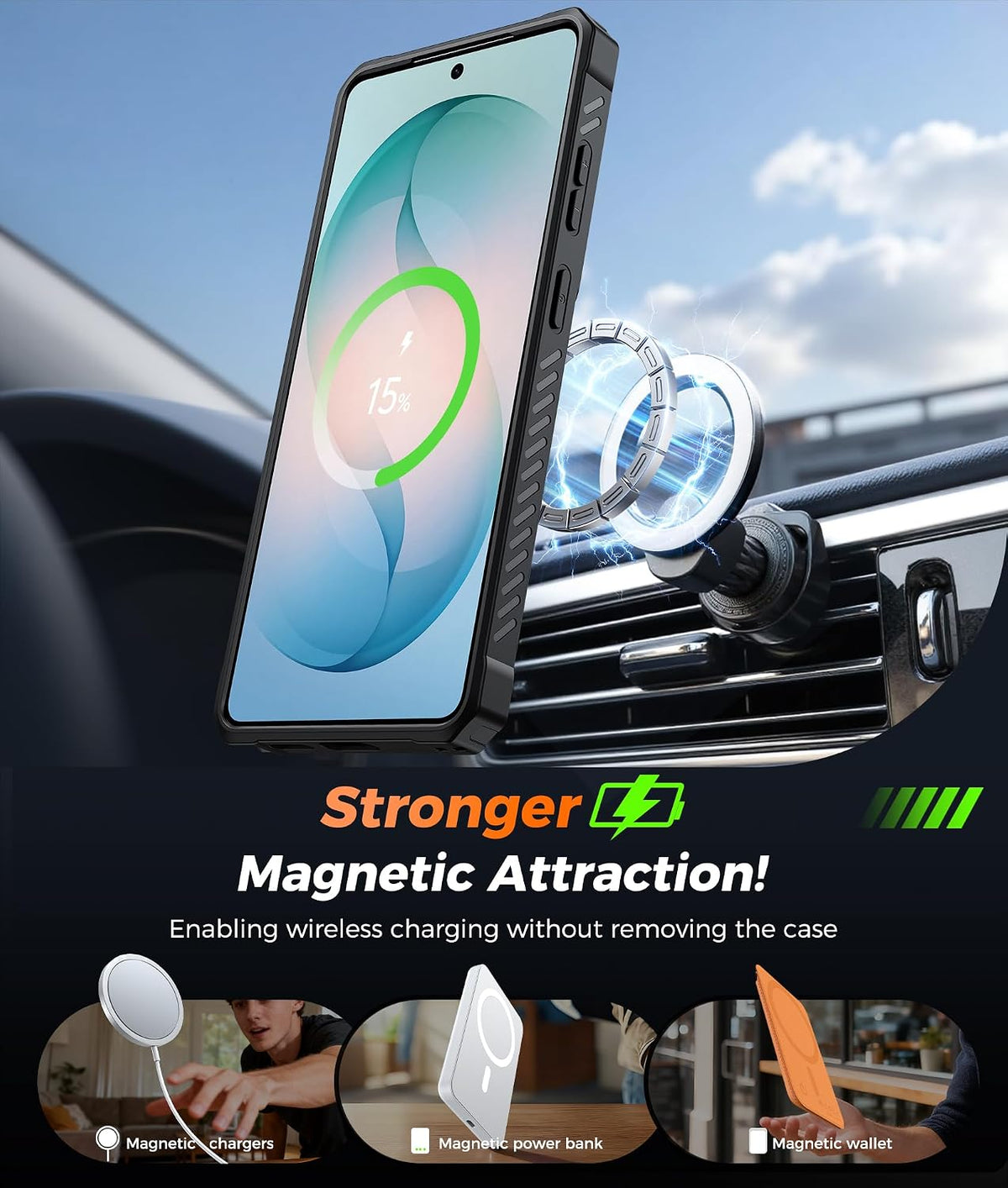 FNTCASE for iPhone 17 Case with 360 Spin Magnetic Stand