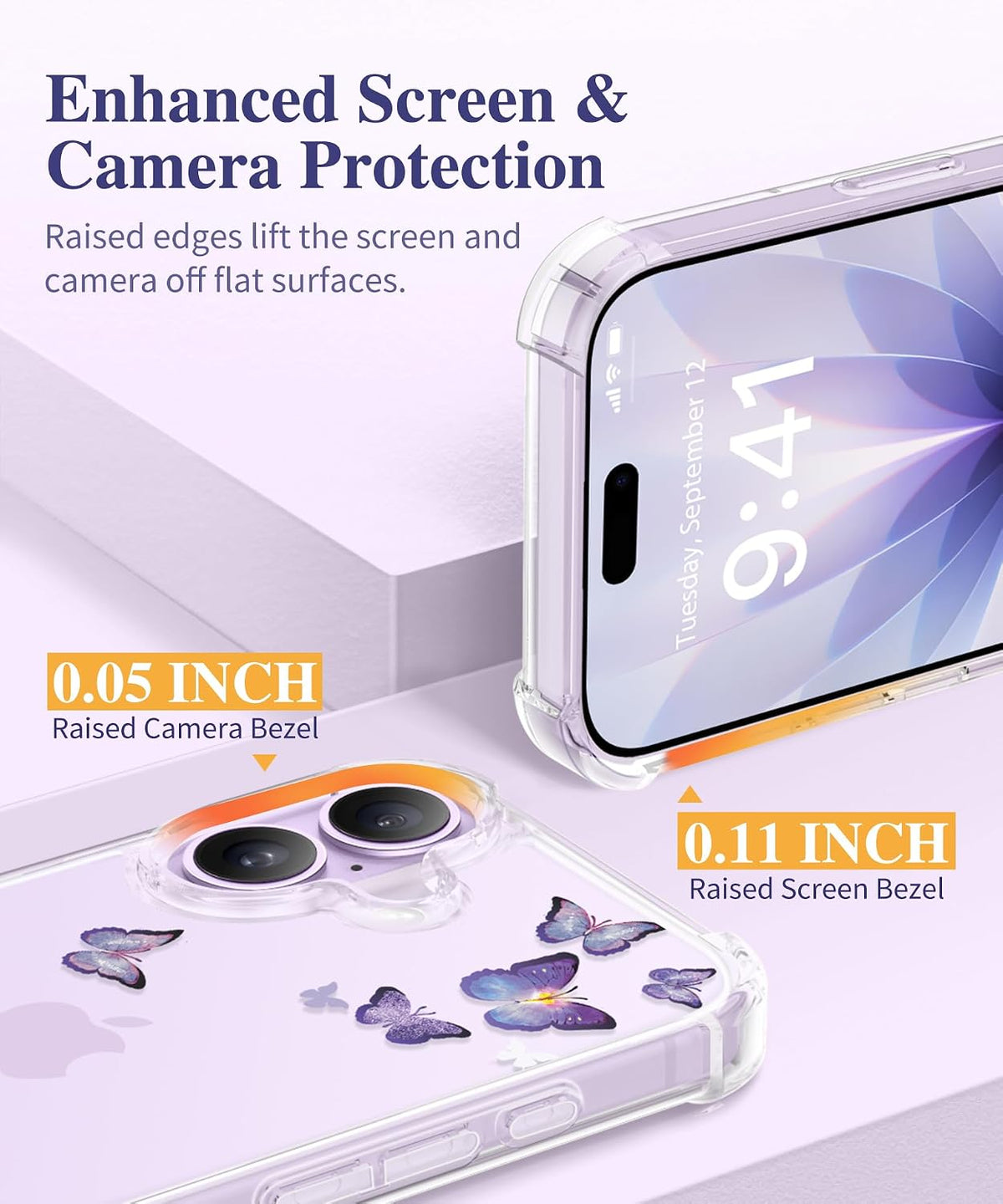 GVIEWIN for iPhone 17 Case Floral Clear Slim Women
