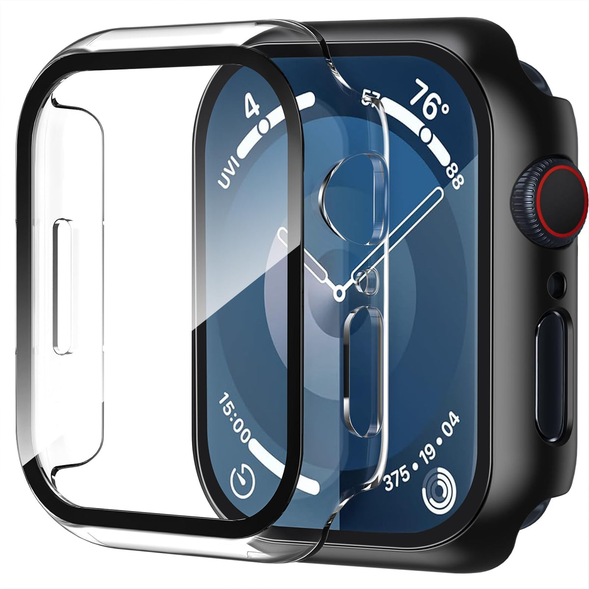 Smiling 2 Pack Case Compatible with Apple Watch Series 9 (2023)/Series 8 /Series 7 45mm with Tempered Glass Screen Protector, Hard PC Case Overall Protective Cover- Starlight