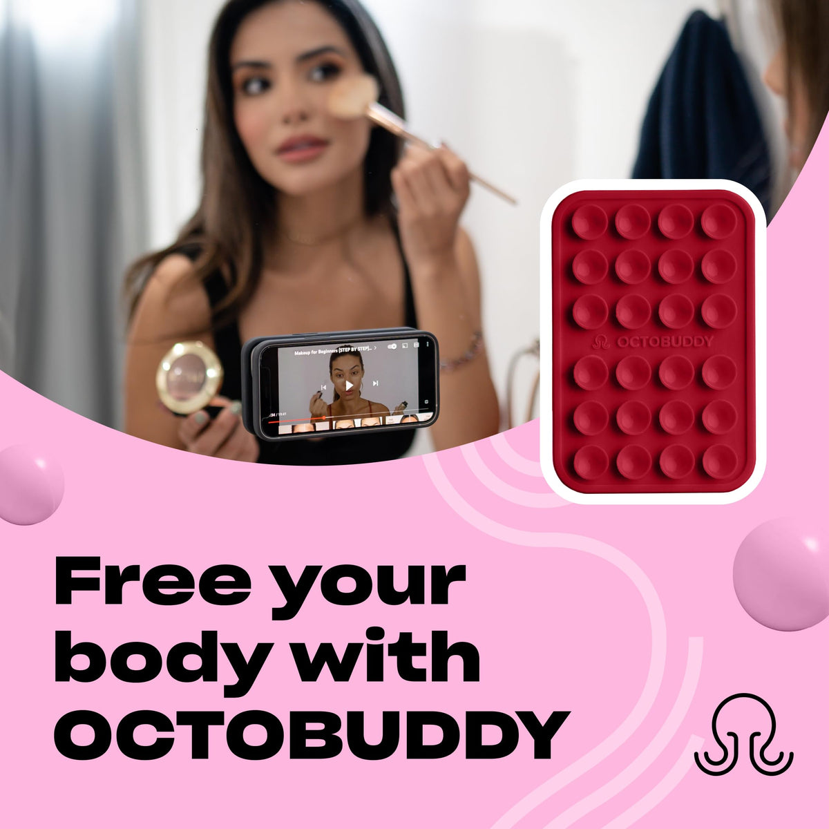 OCTOBUDDY Classic - Silicone Suction Phone Case Adhesive Mount, Turquoise