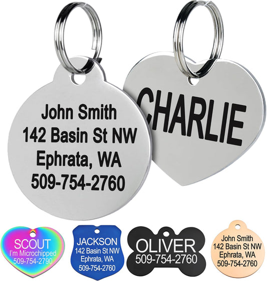 GoTags Stainless Steel Pet ID Tags, Personalized Dog Tags and Cat Tags