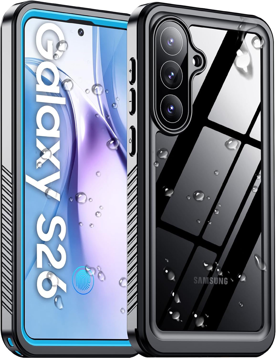 Temdan Compatible with iPhone 17 Pro Case,Waterproof Built-in Screen & Camera Protector IP68 Underwater Full Body 17FT Military Dropproof Shockproof Phone Case 6.3"-Blue/Clear