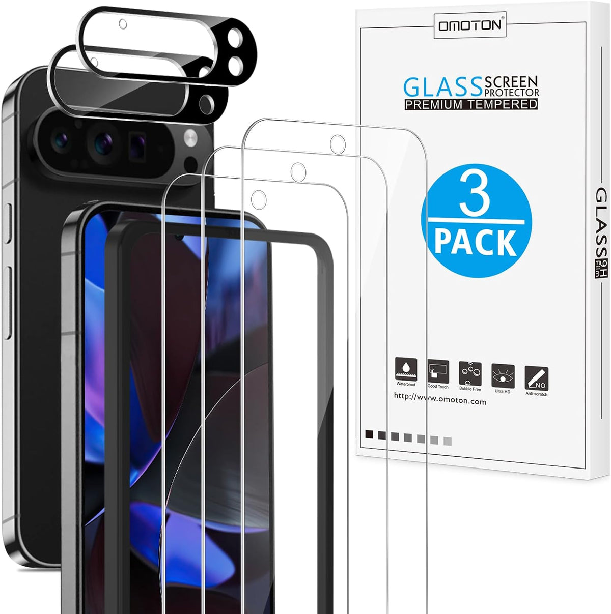 OMOTON 3+2 Pack for Google Pixel 11 Screen Protector 6.3-inch