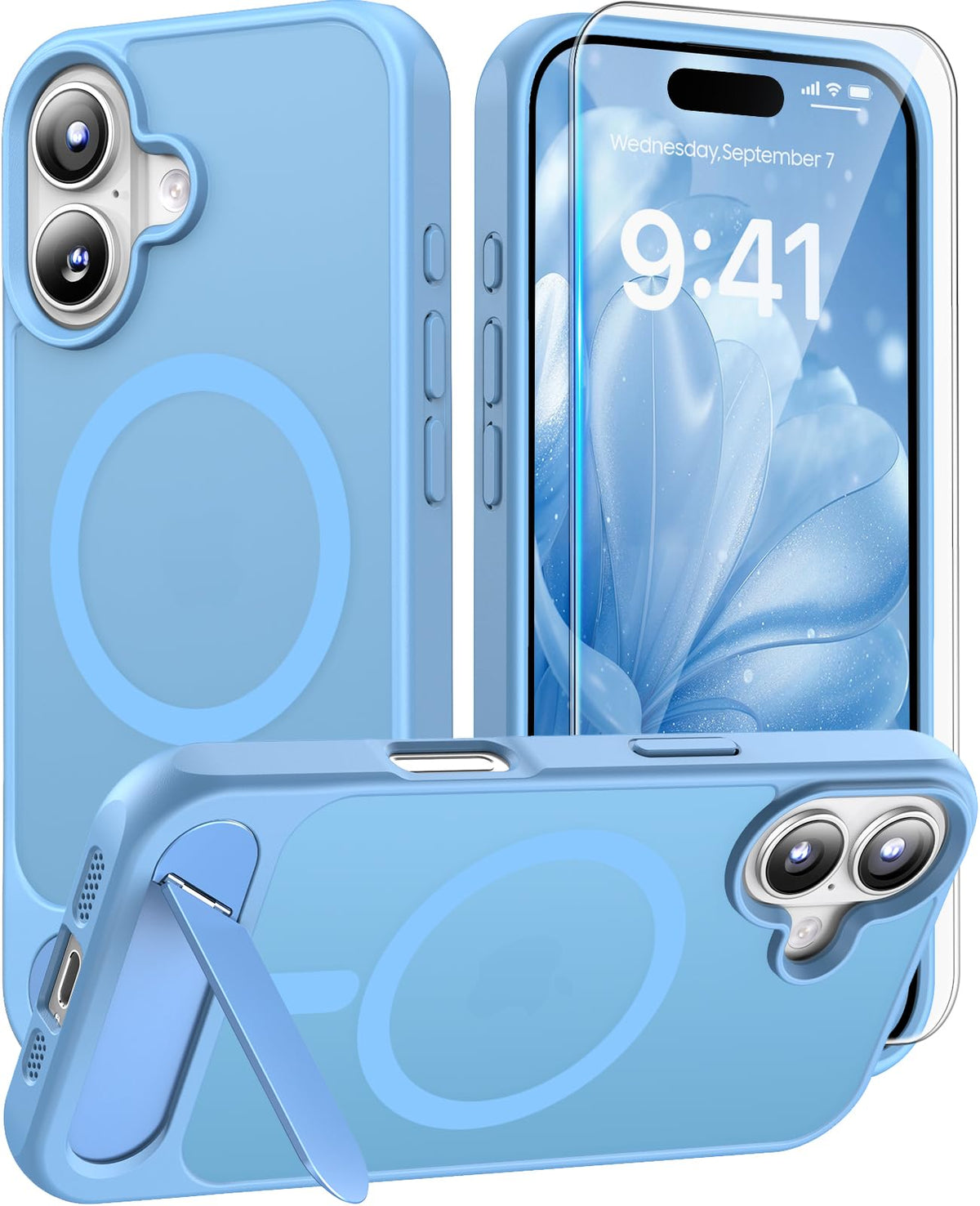 Magnetic for iPhone 16 Pro Case with Stand, Clear Matte