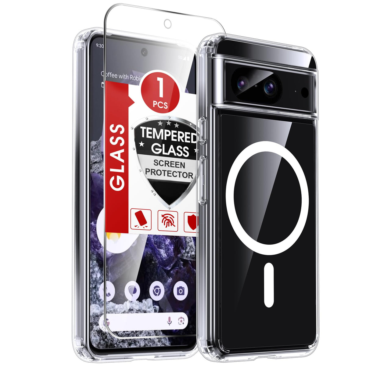 LeYi for Pixel-8A Phone Case: MagSafe Fit & Screen Protector Crystal Clear