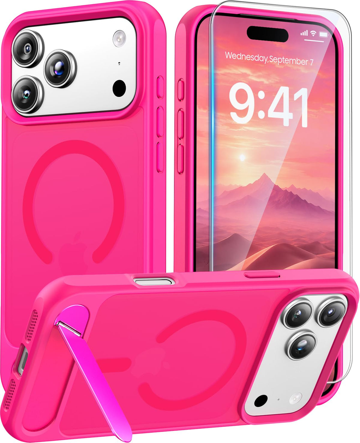 Magnetic for iPhone 16 Pro Case with Stand, Clear Matte