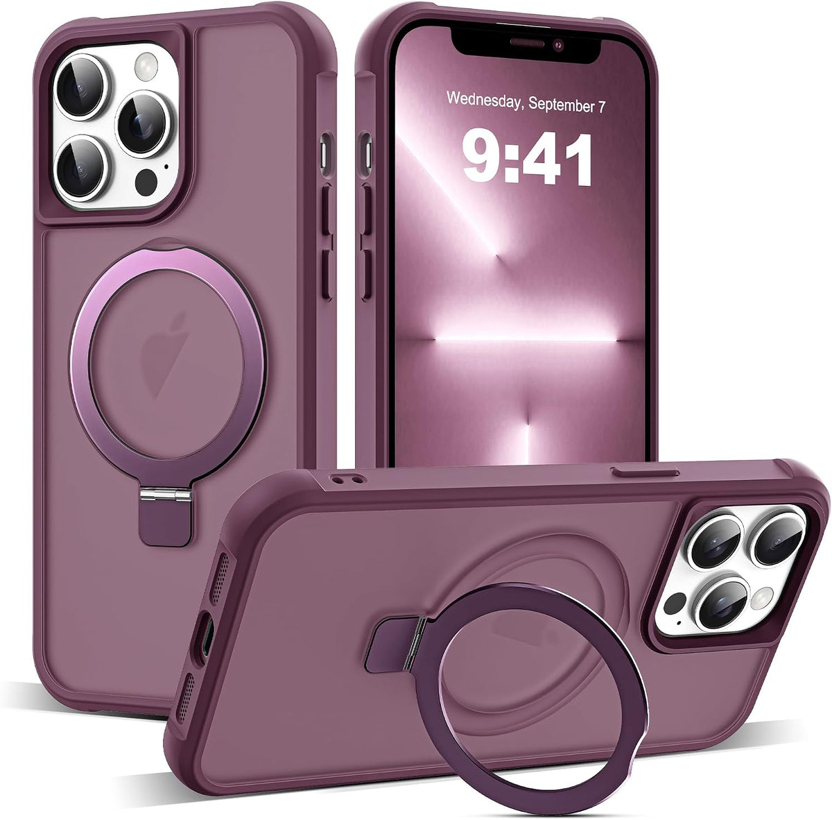 SKYLMW Compatible with iPhone 16 Pro Max Case with Stand,Rose