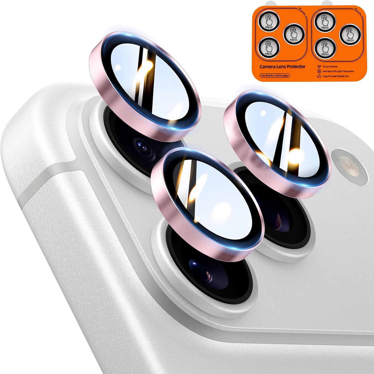 TOCOL for iPhone 16 Pro Max Camera Lens Protector/iPhone 16 Pro Camera Lens Protector Tempered Glass HD Individual Scratch Resistant Cover Accessories Case Friendly 2 Pack（Light Blue）