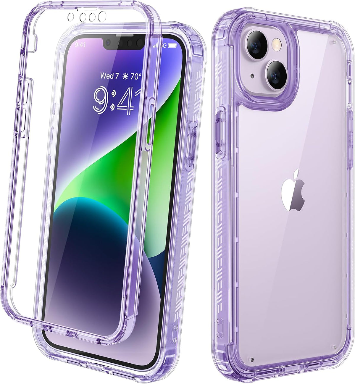 Diaclara Designed for iPhone 15 Plus Case 6.7 Inch, Full-Body Clear Bumper Cases w/Built-in Screen Protector, 360 Protective Rugged Case + Glass Camera Lens Protector,Mint Green