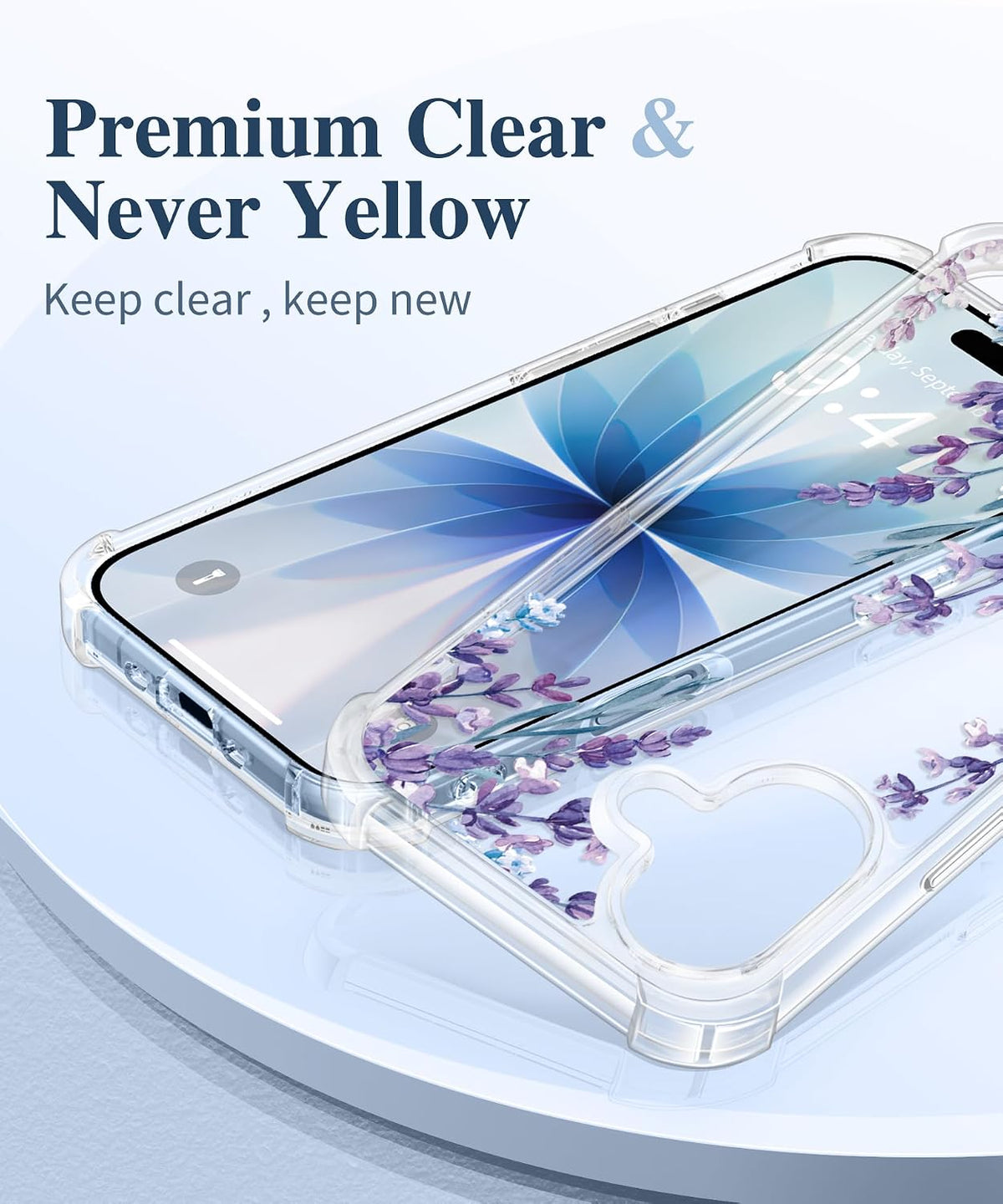 GVIEWIN for iPhone 17 Case Floral Clear Slim Women