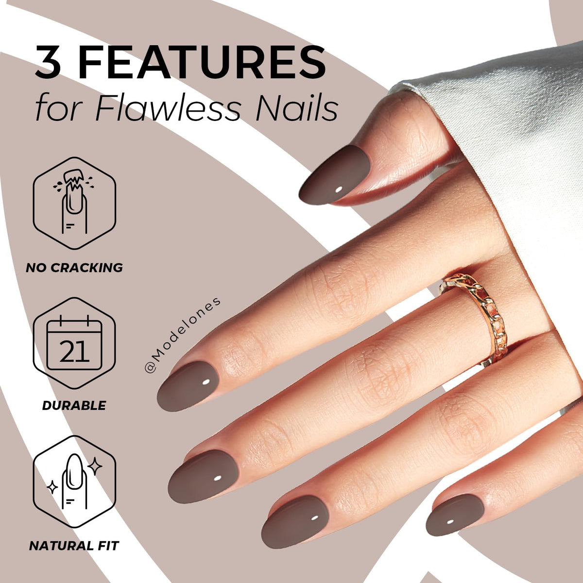 Modelones Black Press on Nails Short, Halloween Oval Fall Fake Nails