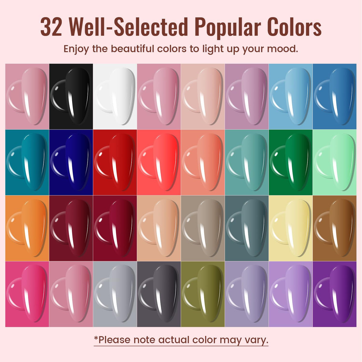 JODSONE 23 PCS Gel Nail Polish Set with Base Glossy and Matte Top Coat Multicolored Gel Nail Long Lasting Suitable for All Seasons