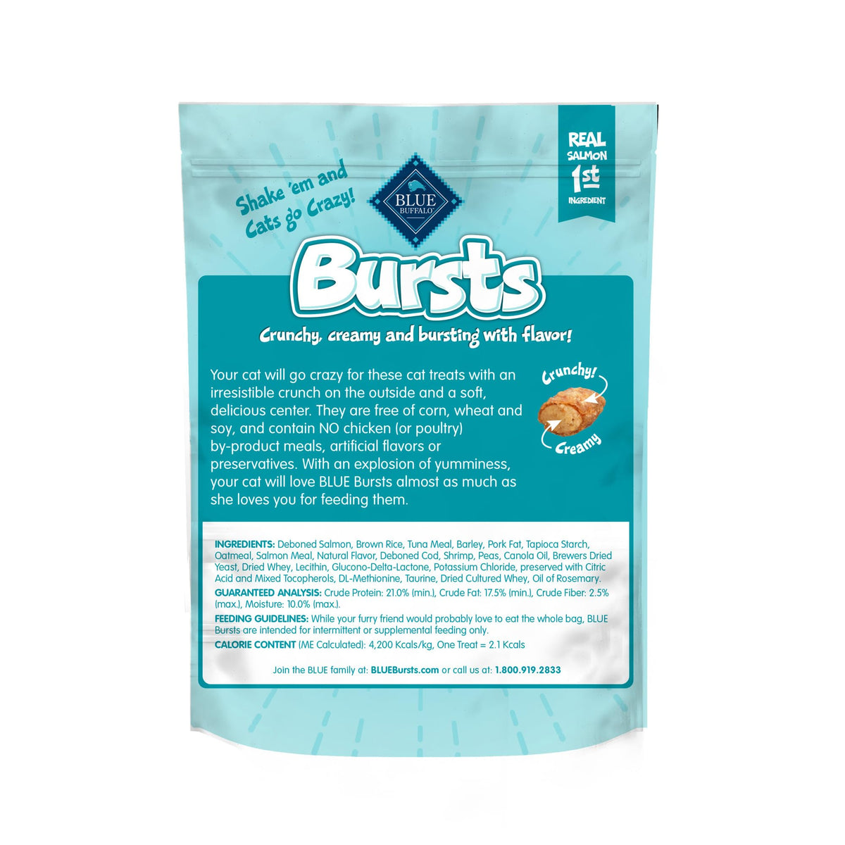 Blue Buffalo Bursts Seafood Crunchy & Creamy Cat Treats, 2 oz, 6 ct