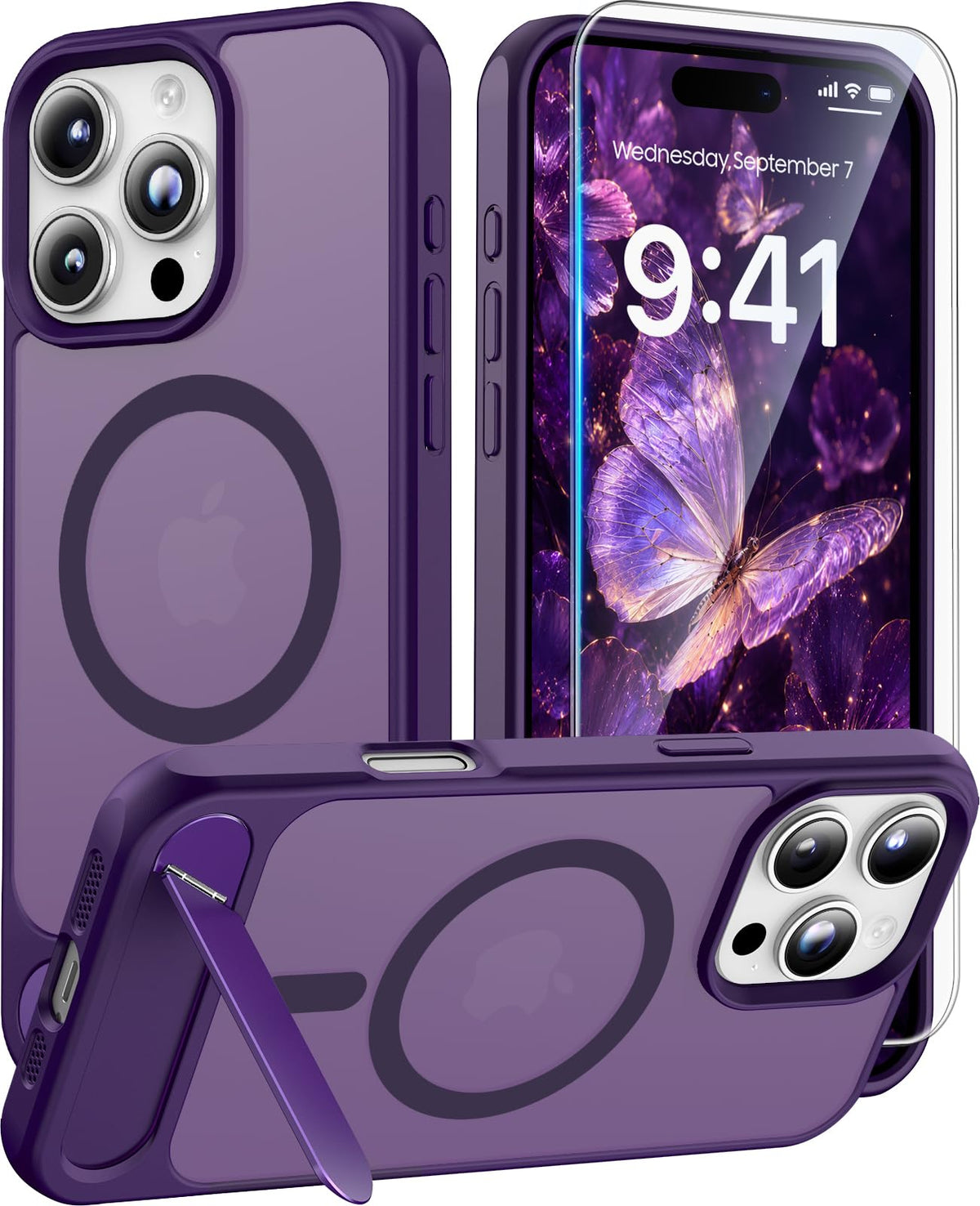 Magnetic for iPhone 16 Pro Case with Stand, Clear Matte