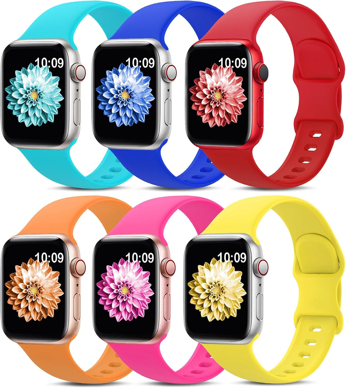 6 Pack Sport Silicone Bands Compatible with Apple Watch Band for Women Men
