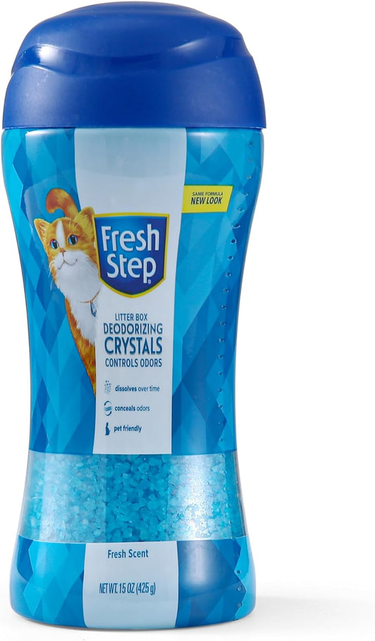 Fresh Step - Cat Litter Deodorizer, Litter Box Crystals, Fresh Scent, 15 oz