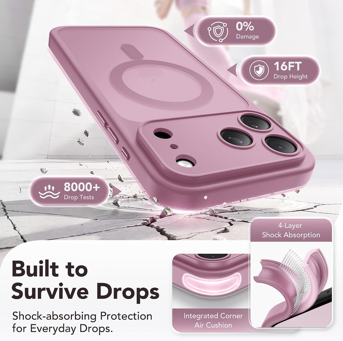 Magnetic Shockproof for iPhone 18 Pro & iPhone 17 Pro Case, Sunset Orange