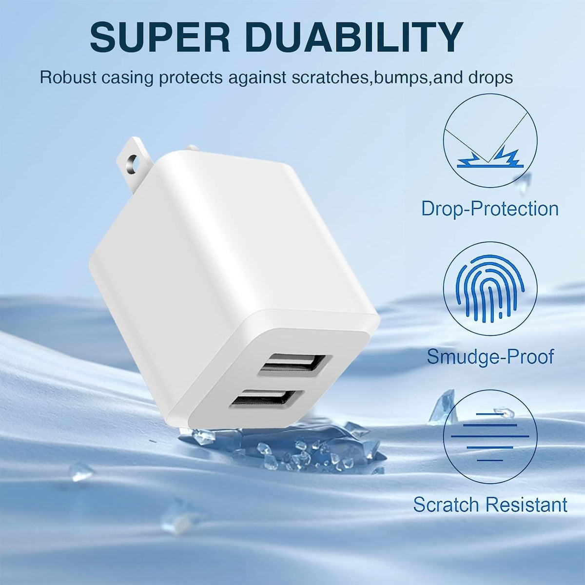 USB A Wall Charger,Dual Port Cube Power Adapter Charger Plug Block Charger