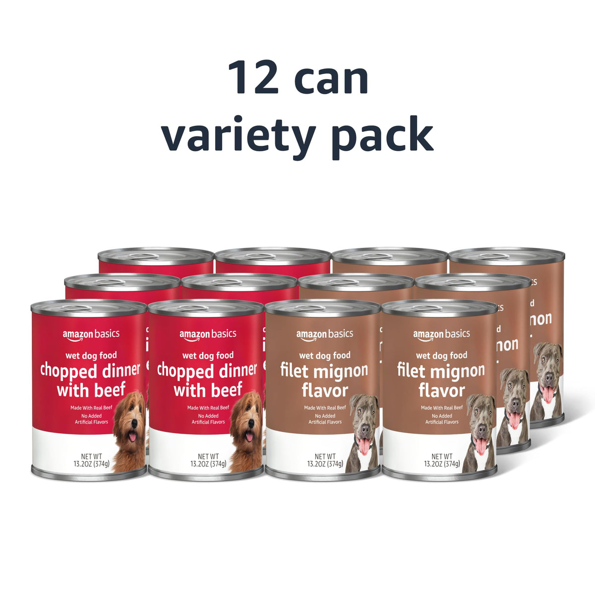 Amazon Basics Wet Dog Food Variety Pack, Country Stew Flavor and Cuts in Gravy with Beef, Made with Natural Ingredients, 13.2oz Cans (Pack of 12)