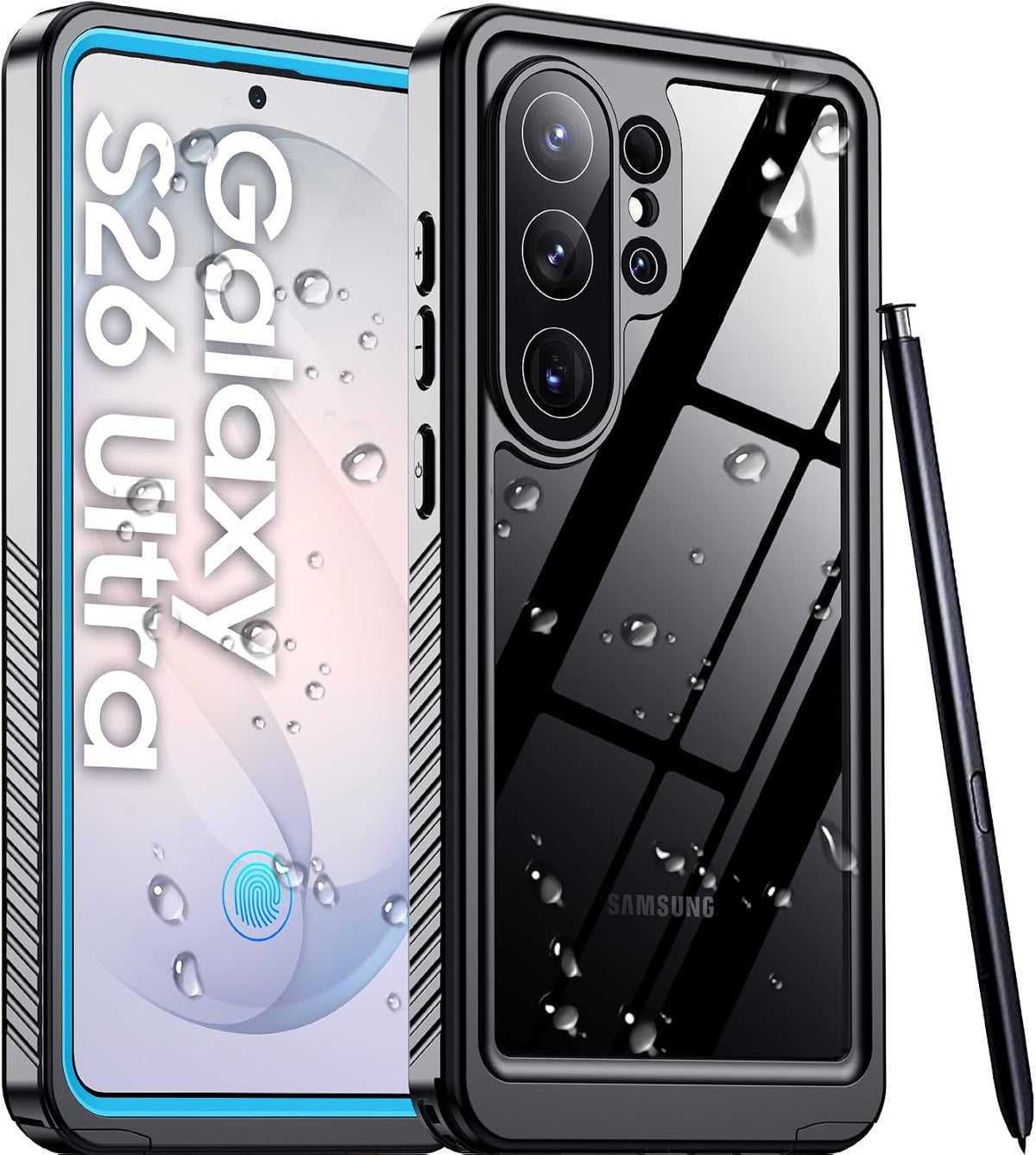 Temdan Compatible with iPhone 17 Pro Case,Waterproof Built-in Screen & Camera Protector IP68 Underwater Full Body 17FT Military Dropproof Shockproof Phone Case 6.3"-Blue/Clear