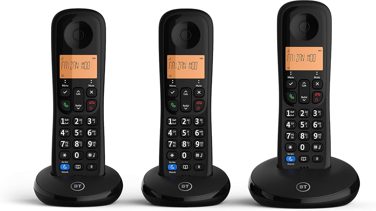 BT Everyday Cordless Landline House Phone, Home Phone, Basic Call Blocker, Do Not Disturb button, Trio Handset Pack