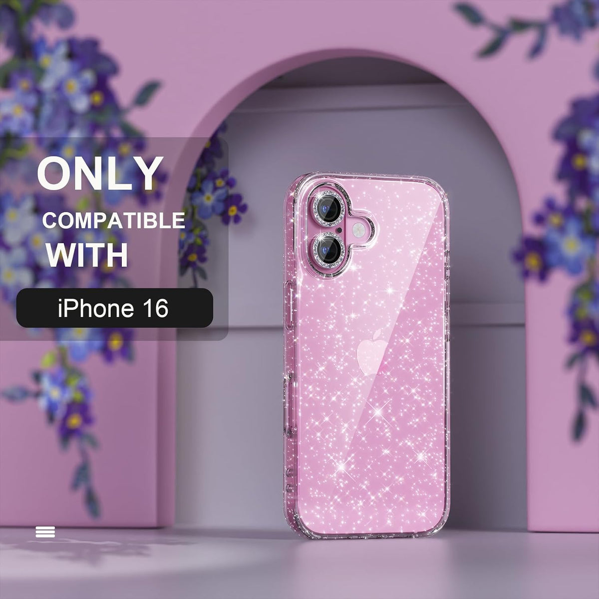 Choiche for iPhone 16 Pro Case Clear Women Girly (Glitter Gold)