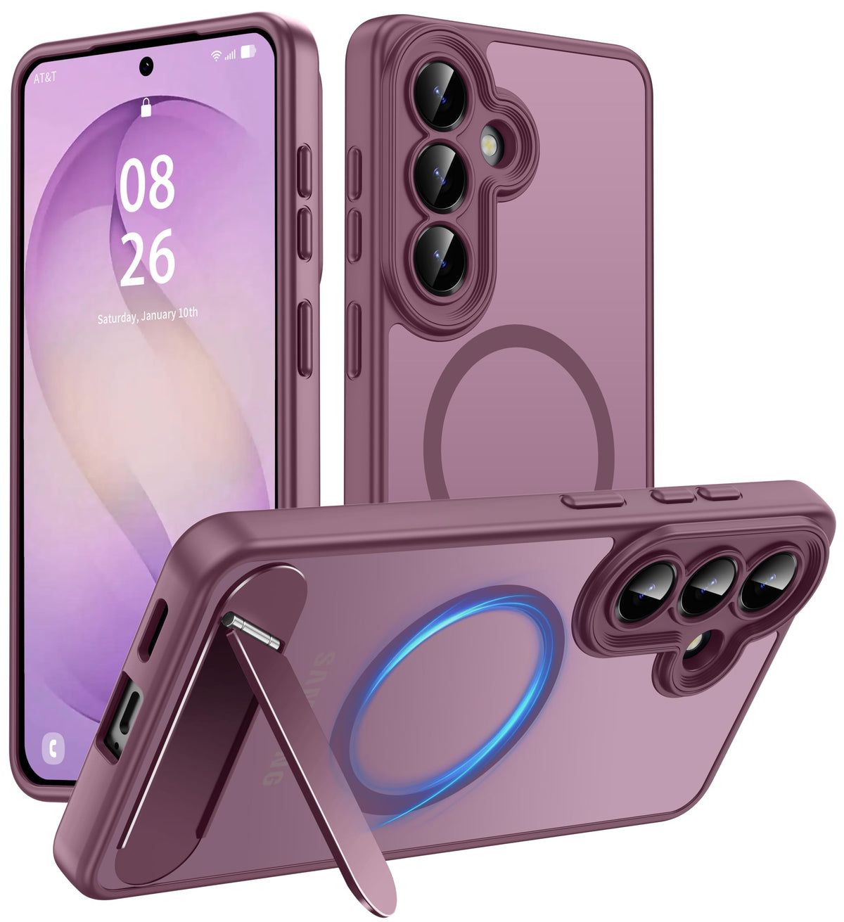 Magnetic Compatible with iPhone 16 Case, [Built-in Kickstand][Full Camera Protection][Compatible with MagSafe][Anti-Fingerprint] Shockproof Phone Case for iPhone 16 6.1",Brown