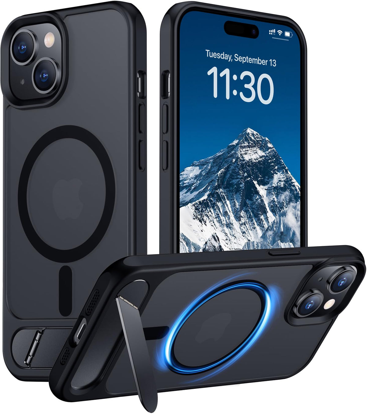 Temdan Magnetic Compatible with iPhone 16 Pro Max Case, [Built-in Invisible Kickstand][Compatible with MagSafe] [Military Grade Shockproof] Slim Translucent Matte Phone Case for iPhone 16 Pro Max 6.9"