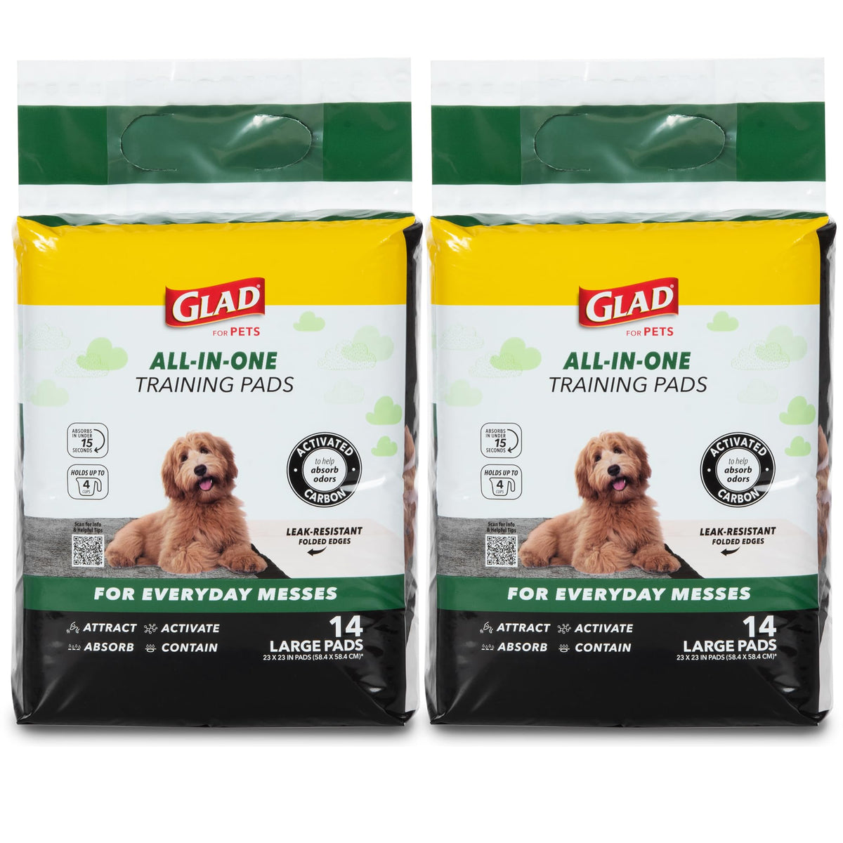 Glad for Pets, Activated Carbon, Large Puppy Pads, Dog Pee Pads, 150 Count