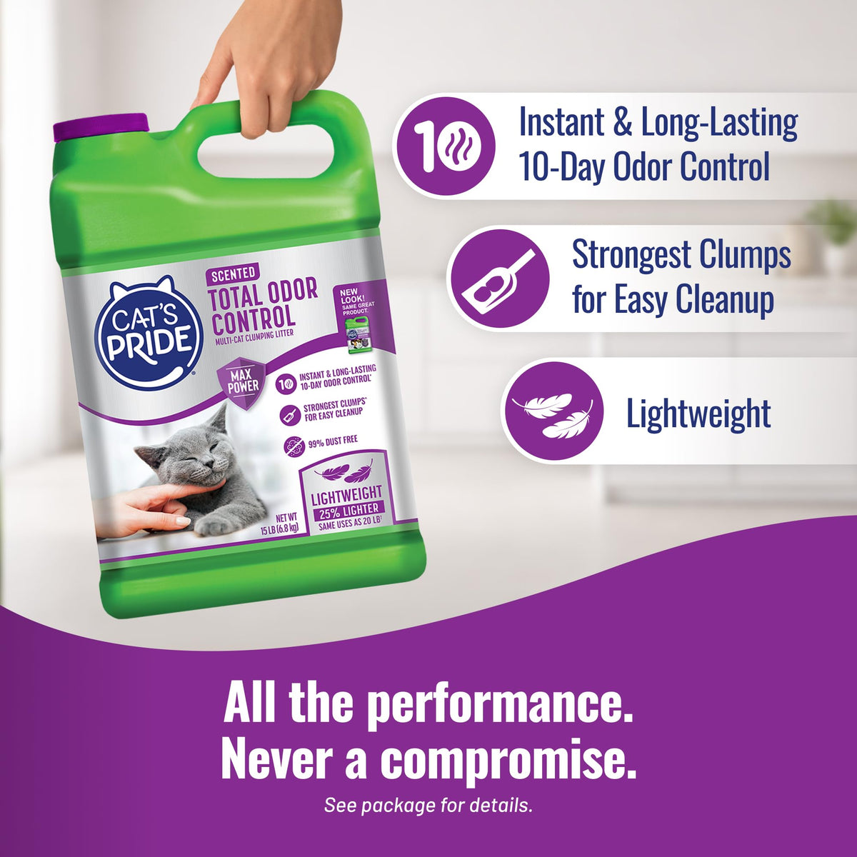 Cat's Pride Total Odor Control, Max Power, Clumping Litter Unscented 15lb