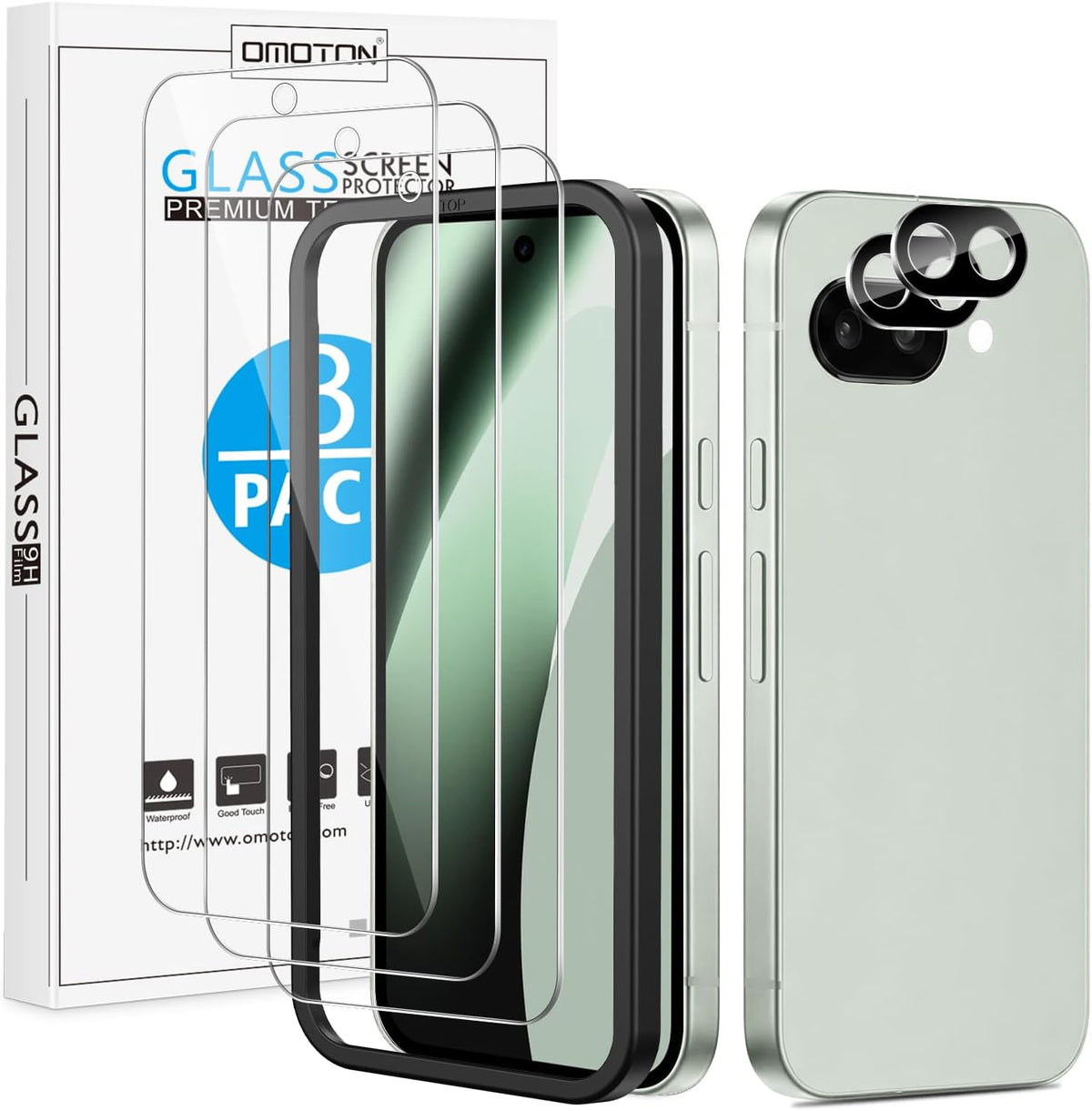 OMOTON 3+2 Pack for Google Pixel 11 Screen Protector 6.3-inch