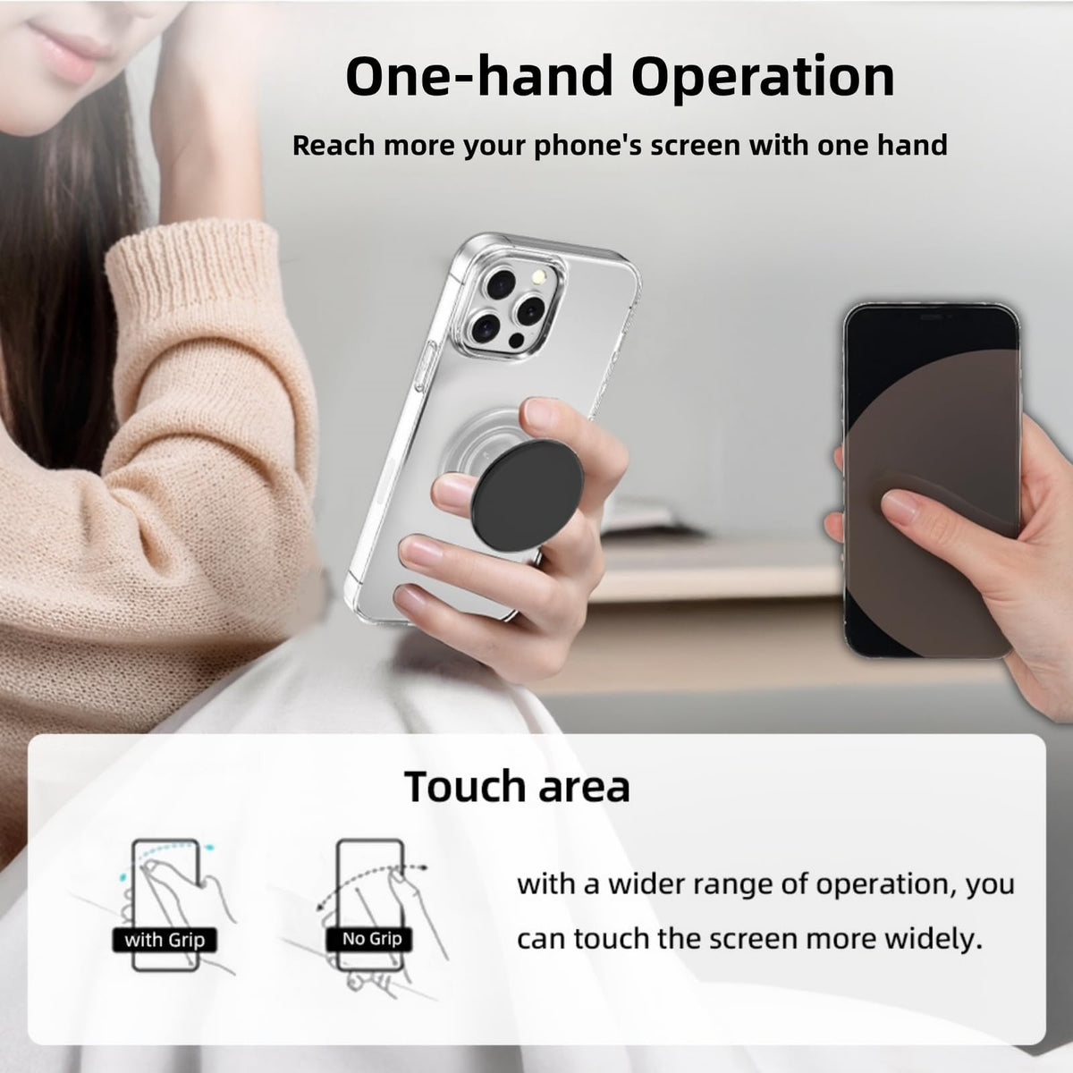 Grippopso Expandable Collapsible Mobile Phone Grip Stand Holder, Sky Blue