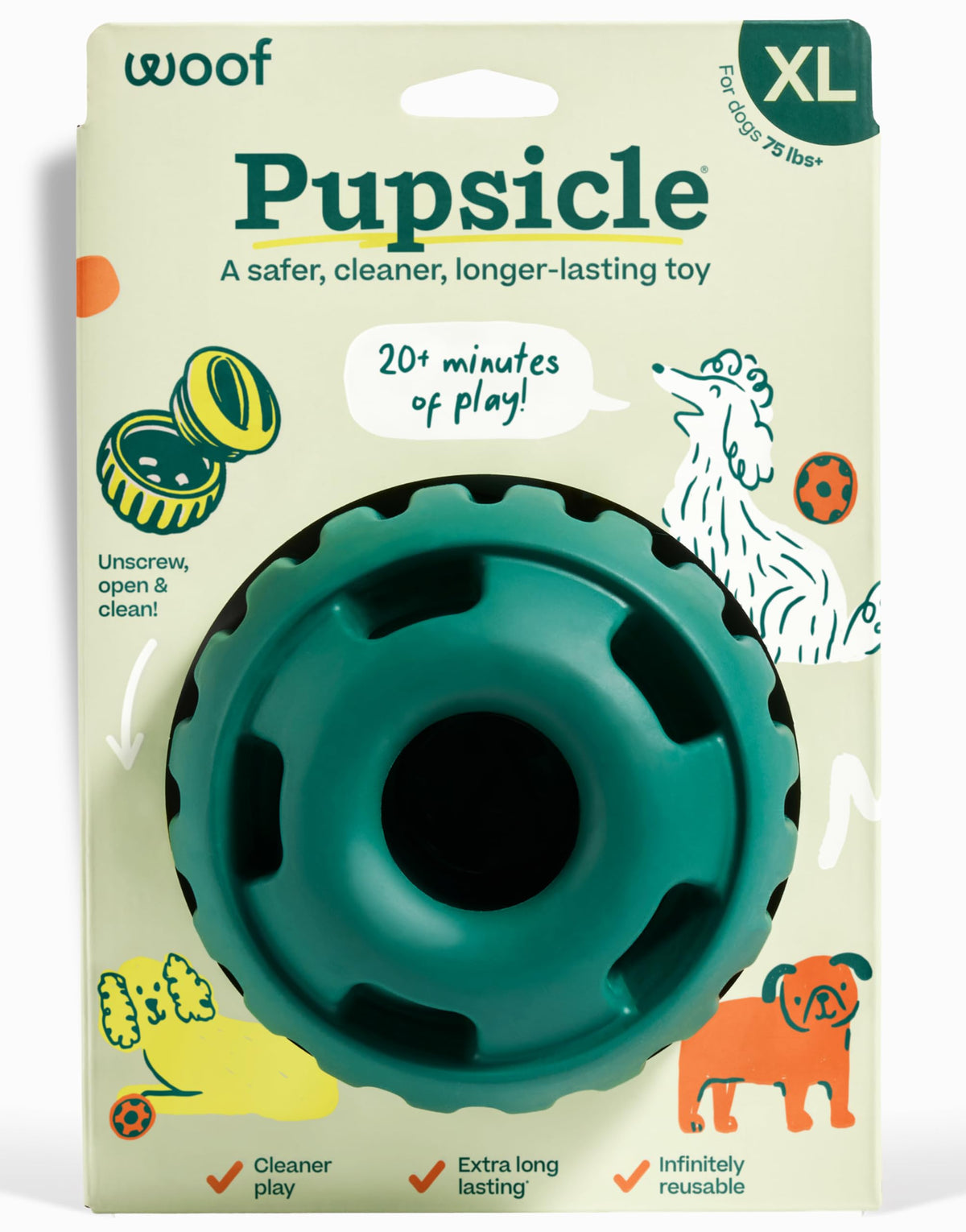 WOOF Pupsicle Interactive Dog Ball Toy for Dogs Large 25-75 lbs - Pink