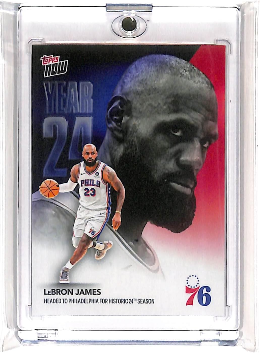 Topps Now LeBron James Year 24 Philadelphia 76ers Trading Card In Magnetic Snap Holder