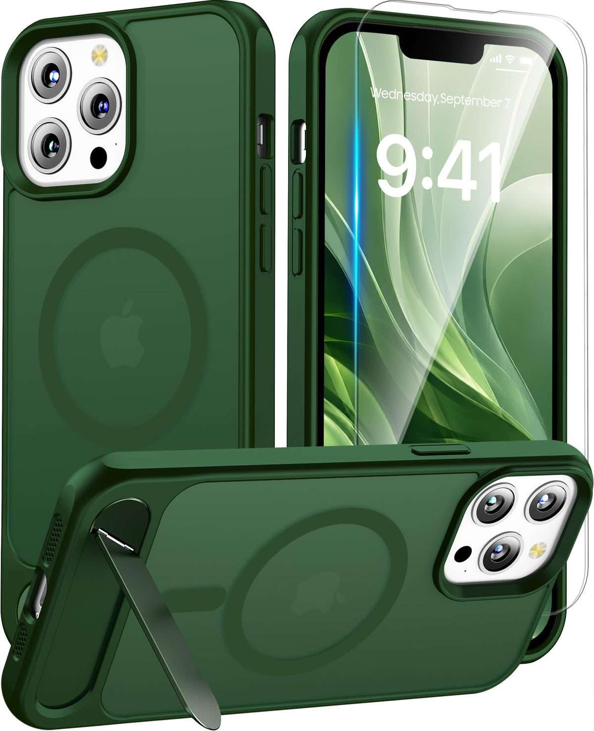 Magnetic for iPhone 16 Pro Case with Stand, Clear Matte