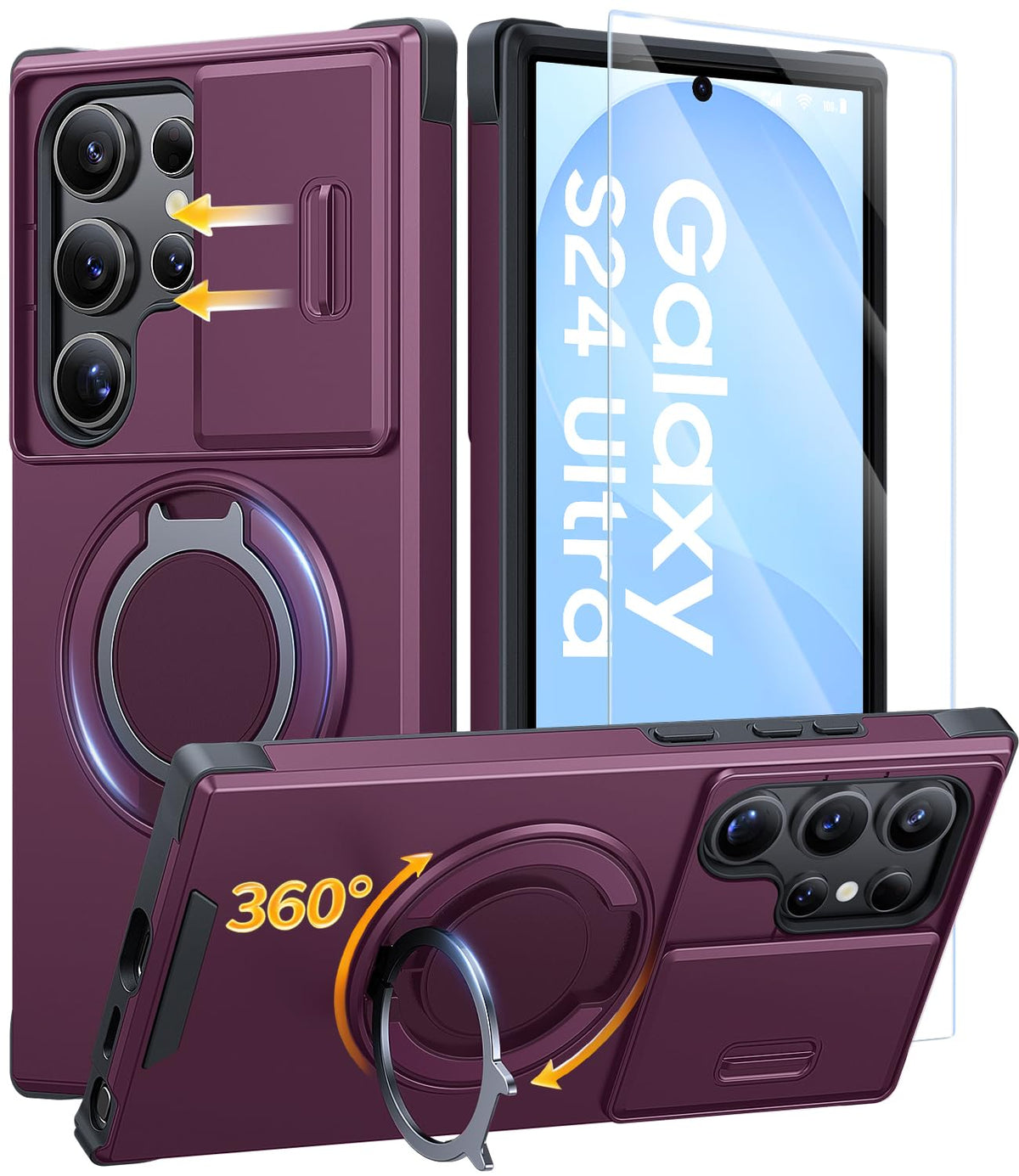 JAME for Samsung Galaxy S26 Case with Ring Stand & Slide Camera Cover