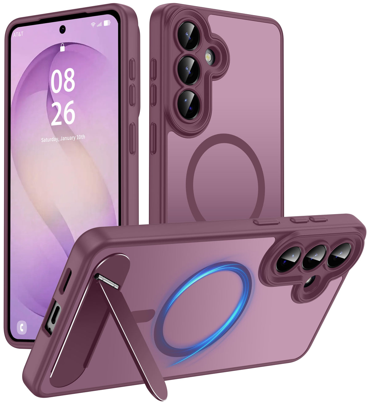 Magnetic Compatible with iPhone 16 Case, [Built-in Kickstand][Full Camera Protection][Compatible with MagSafe][Anti-Fingerprint] Shockproof Phone Case for iPhone 16 6.1",Brown