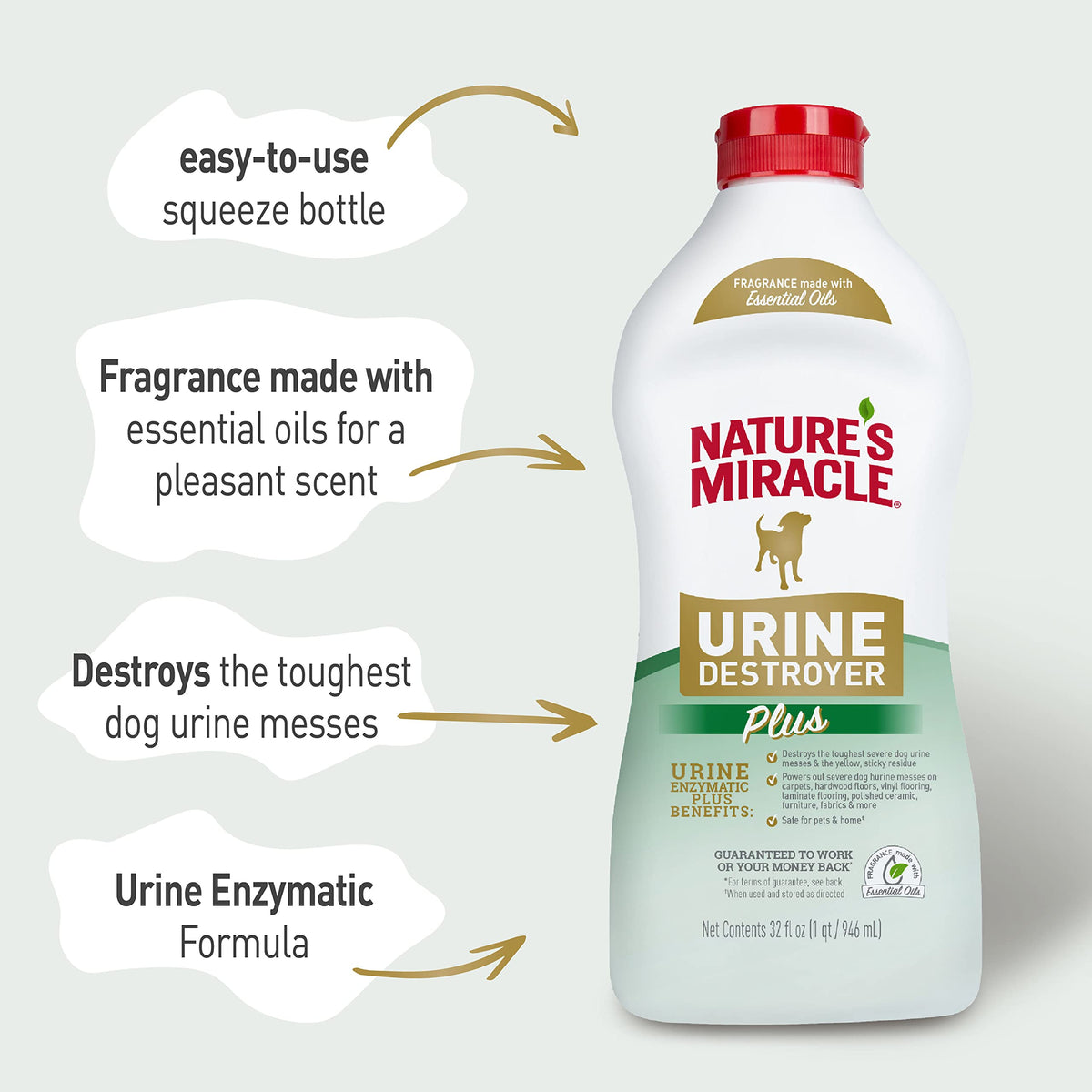 Nature's Miracle Dog Urine Destroyer Plus, Enzymatic Cleaner, 32 oz
