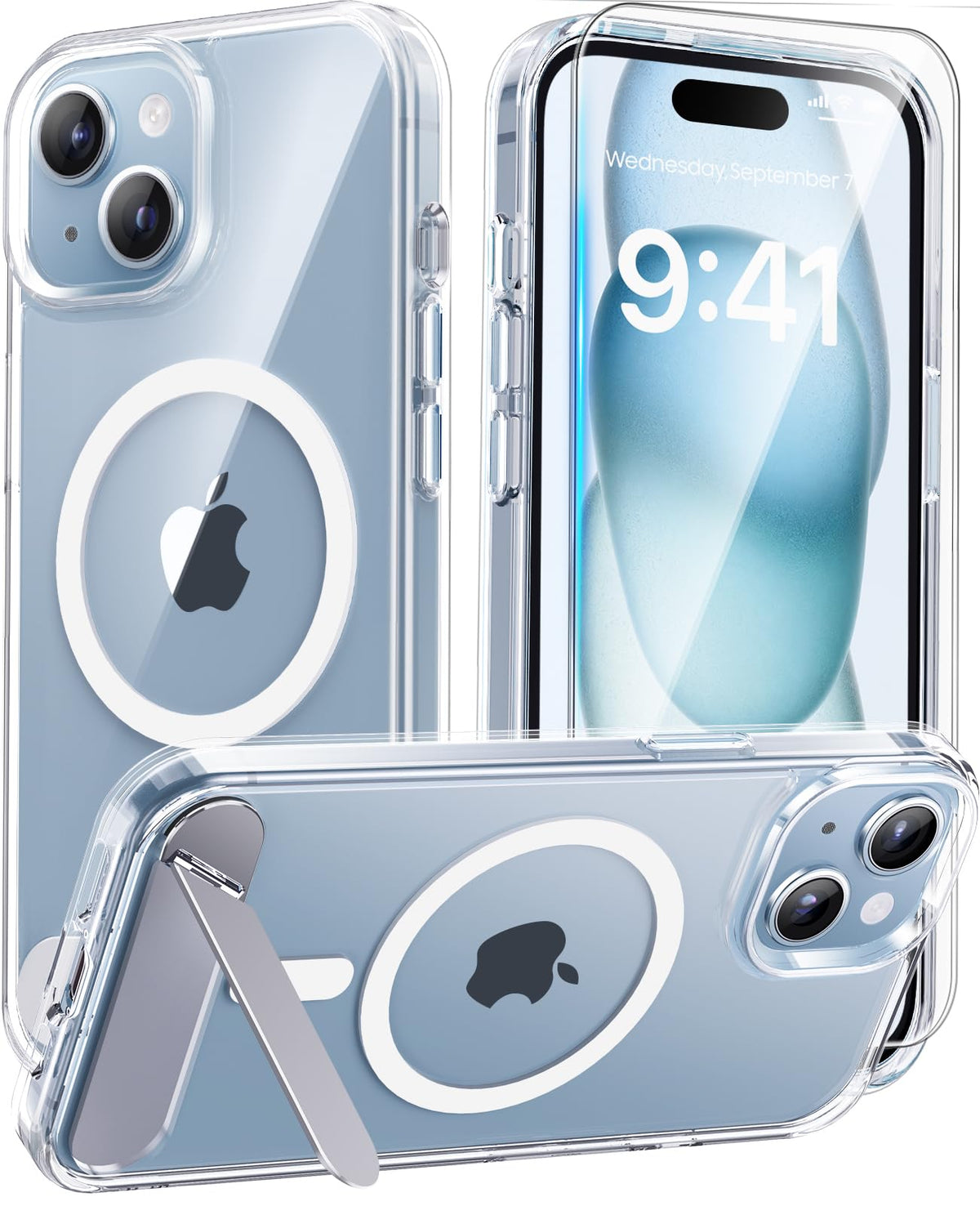 Magnetic for iPhone 16 Pro Case with Stand, Clear Matte