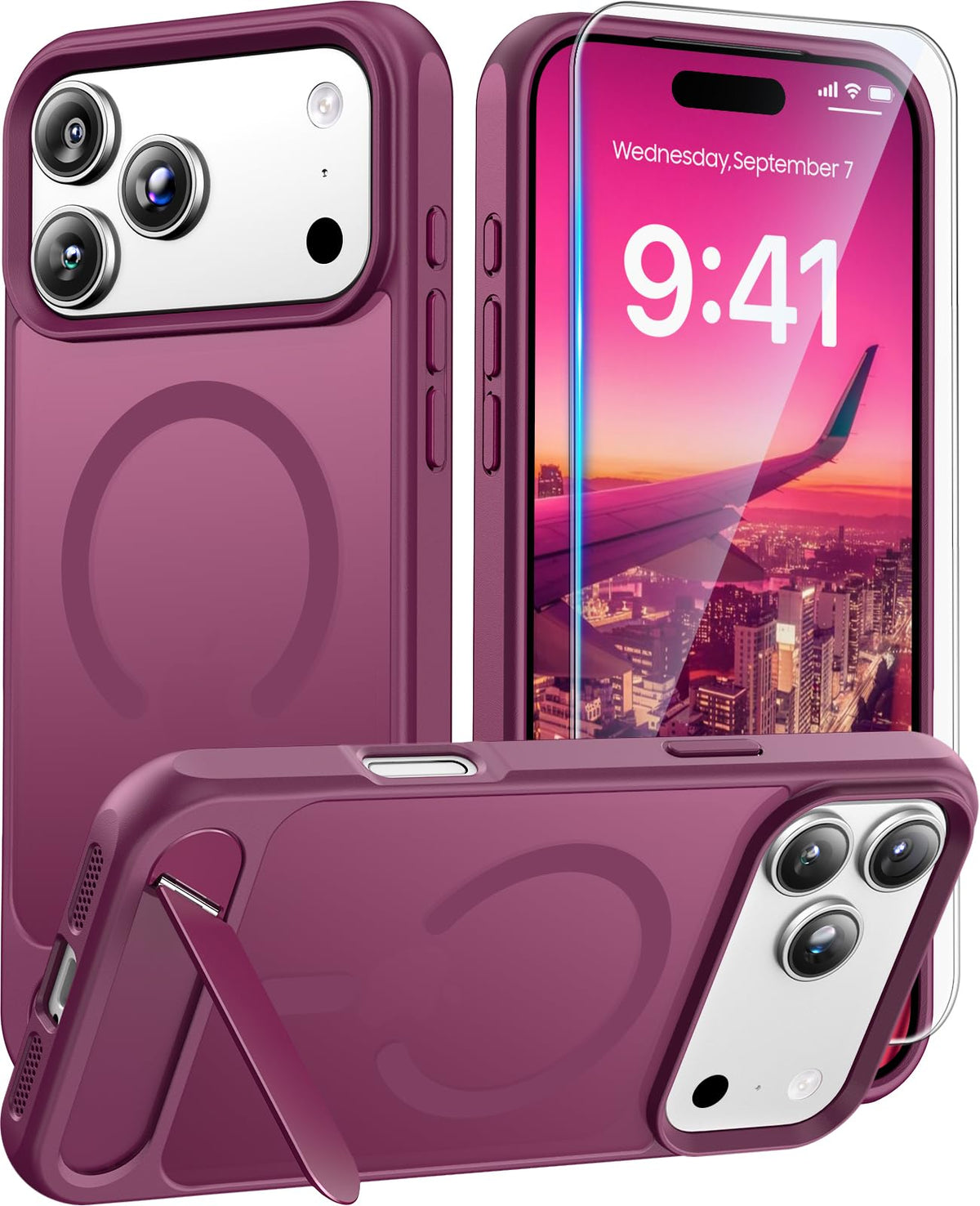 Magnetic for iPhone 16 Pro Case with Stand, Clear Matte