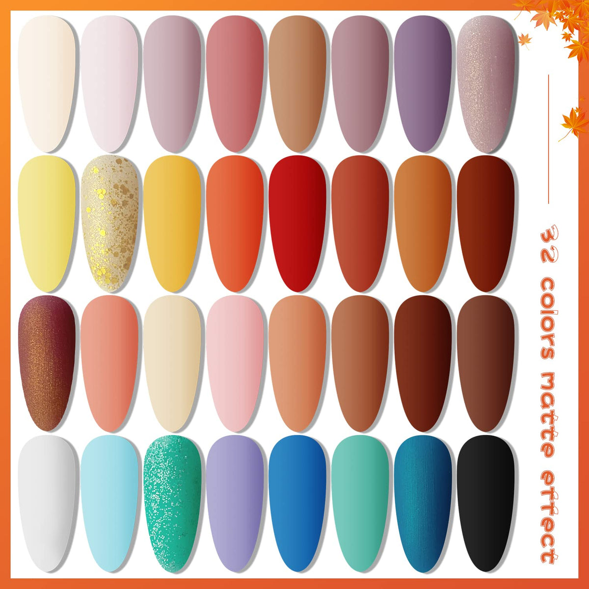 JODSONE 23 PCS Gel Nail Polish Set with Base Glossy and Matte Top Coat Multicolored Gel Nail Long Lasting Suitable for All Seasons