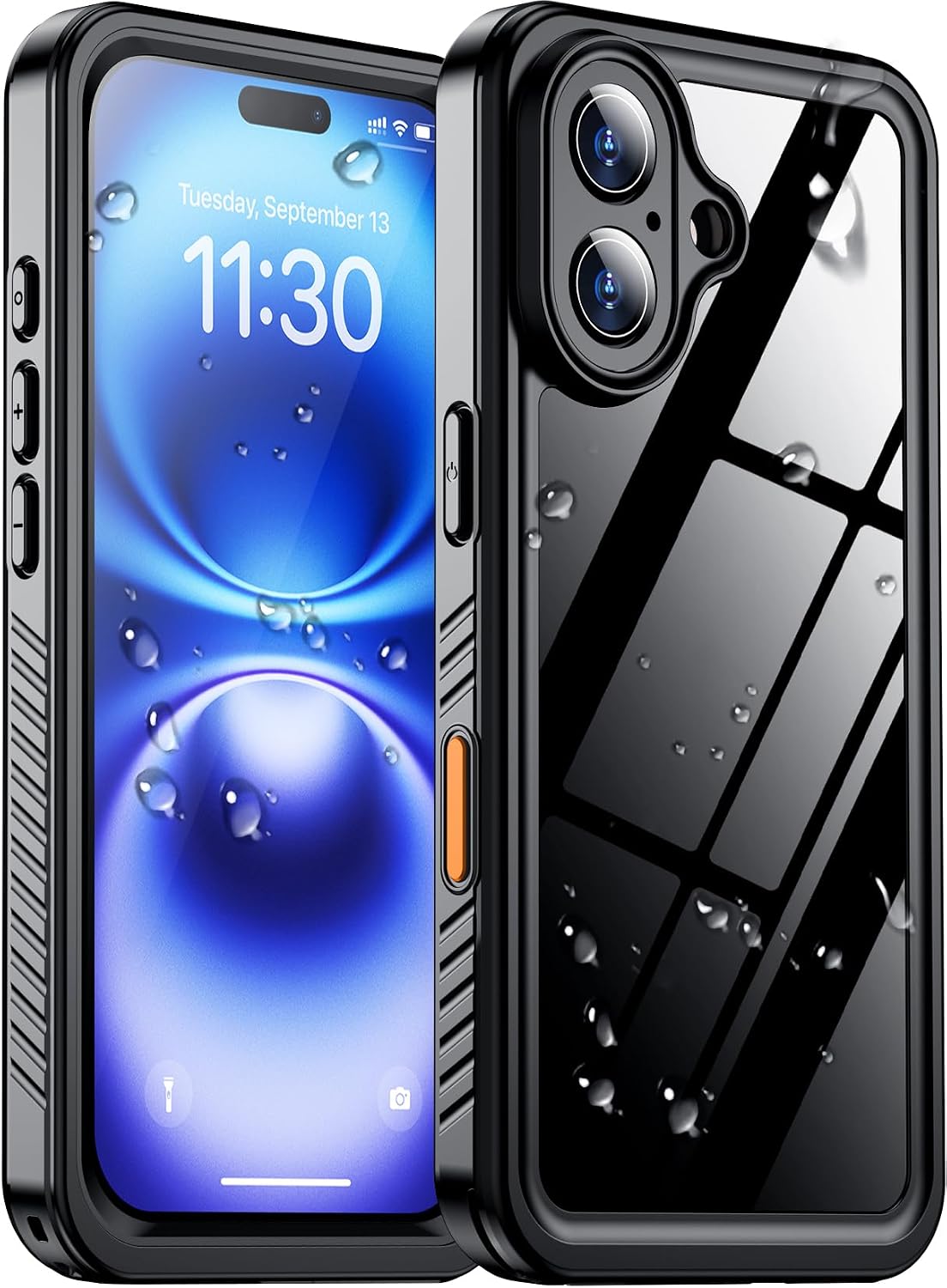 Temdan Compatible with iPhone 17 Pro Case,Waterproof Built-in Screen & Camera Protector IP68 Underwater Full Body 17FT Military Dropproof Shockproof Phone Case 6.3"-Blue/Clear