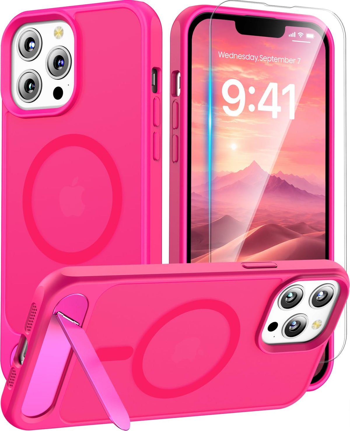 Magnetic for iPhone 16 Pro Case with Stand, Clear Matte