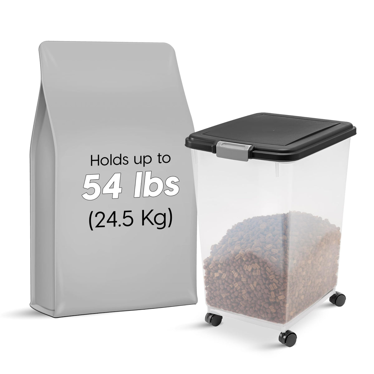IRIS USA Dog Food Storage Container, Airtight, 30 lb Capacity, Wheels