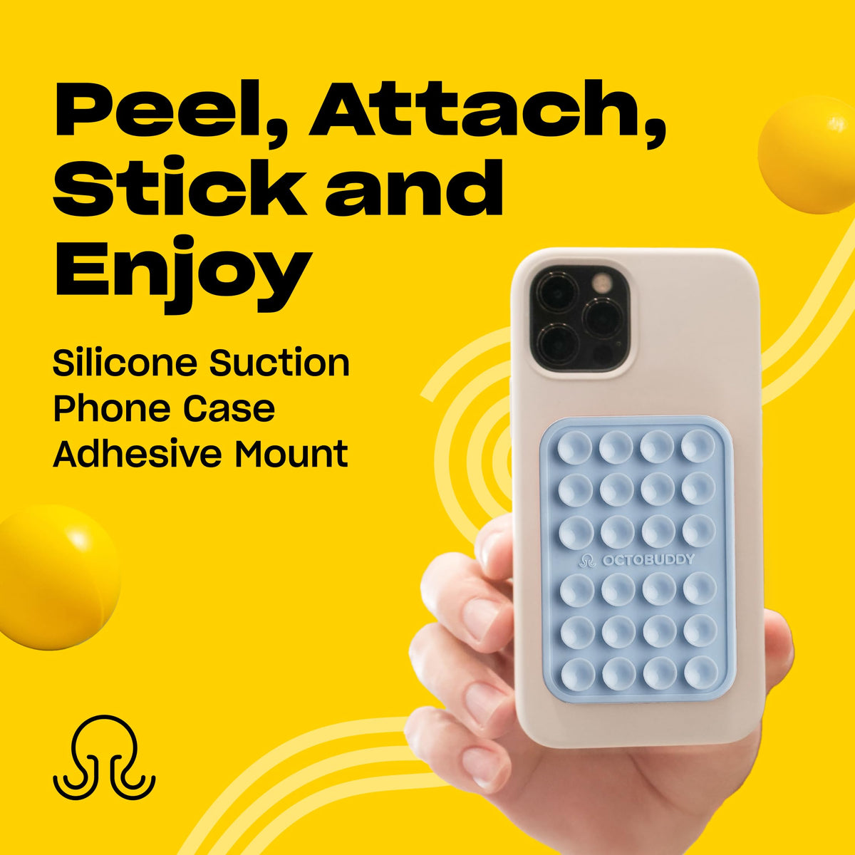 OCTOBUDDY Classic - Silicone Suction Phone Case Adhesive Mount, Turquoise