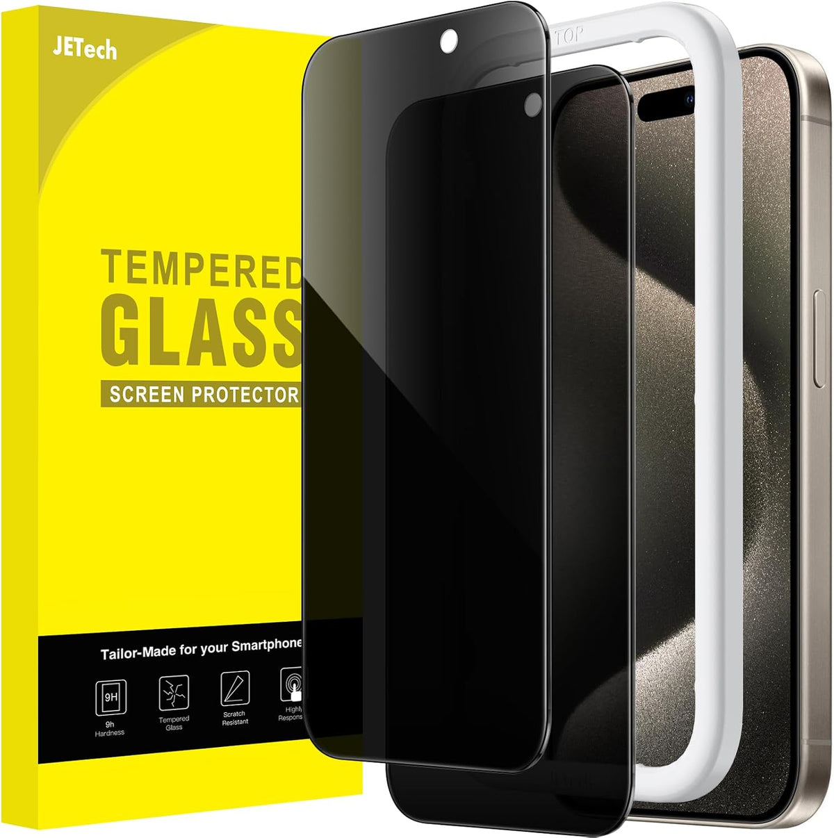 JETech Privacy Screen Protector for iPhone 16 Pro Max, 2-Pack