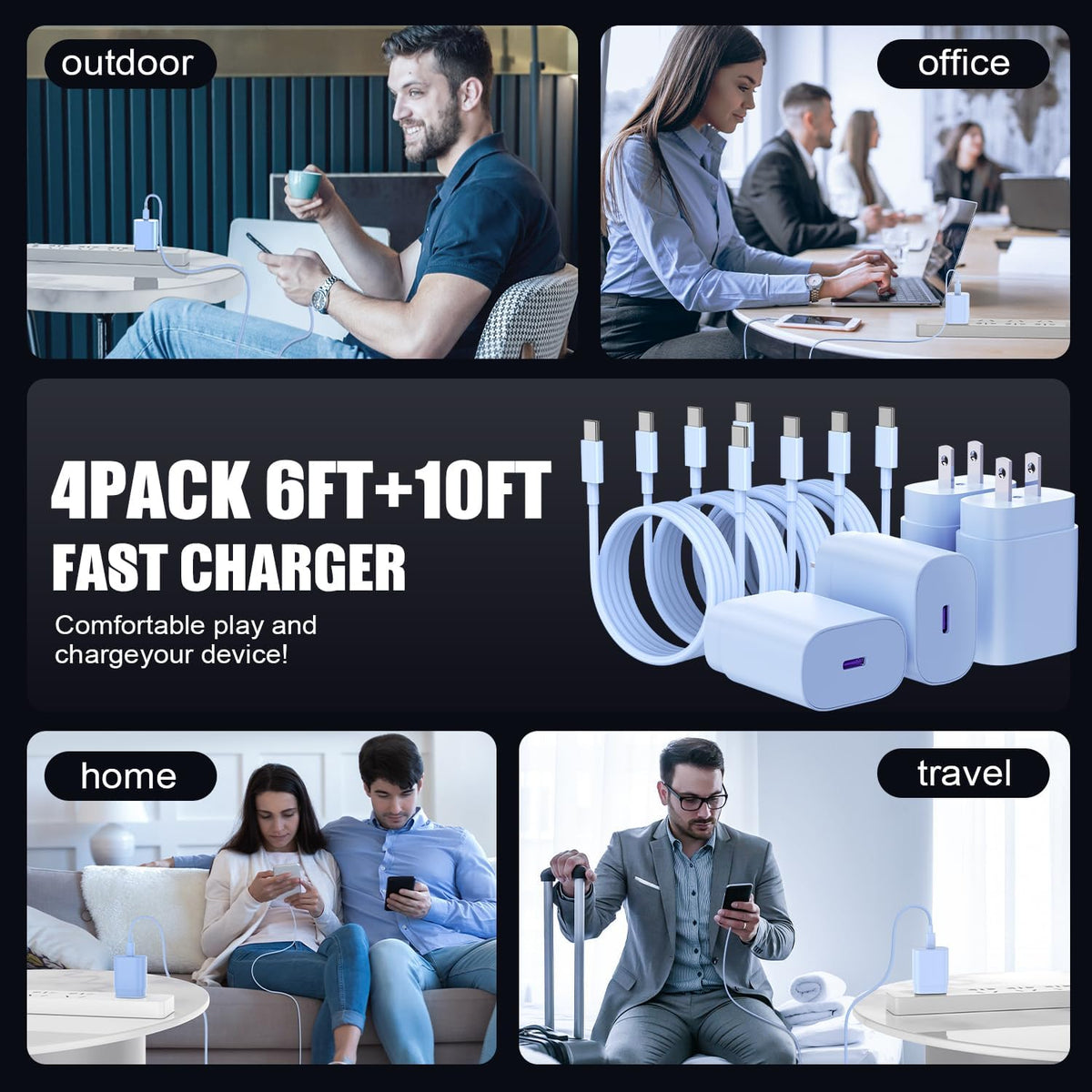 Type C Charger Fast Charging,4Pack 25W Super USB C Fast Charger Block